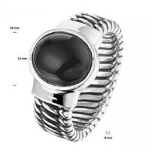 Zilveren herenring geoxideerd met onyx 12x10 mm maat 21 - 3181624