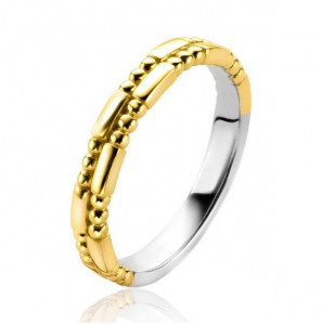 Zinzi zlv. ring gg verguld bewerkte staafjes/bolletjes maat 56 - 3211834