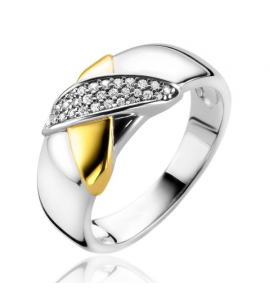 ZINZI zilv. ring bicolor met zirconia's in kruisvorm maat 56 - 3211835