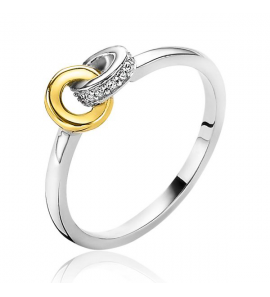 ZINZI zlv. ring 2 ringen in elkaar geel en zirconia maat 54 - 3211836