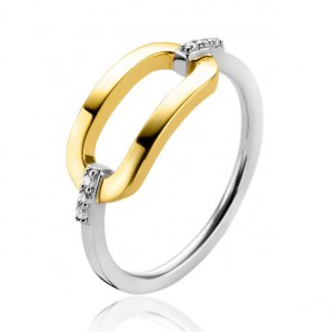 ZINZI zlv. ring gg verguld ovaal open met zirconia maat 54 - 3211890