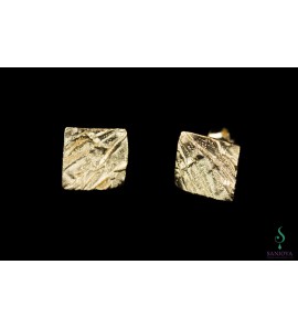 Sanjoya Antwerpen verguld oorknop vierkant/gescratcht - 3211929