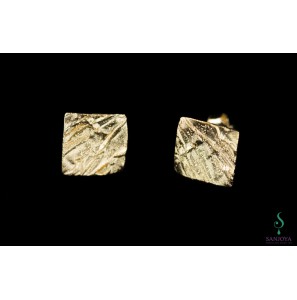 Sanjoya Antwerpen verguld oorknop vierkant/gescratcht - 3211929