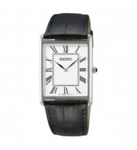 Seiko heren SS zwart leer wit wr - 3212004