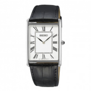 Seiko heren SS zwart leer wit wr - 3212004