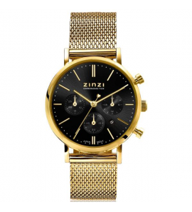 ZINZI horloge chrono / goud zwarte wijzerplaat / gg meshband 34 mm - 3211842