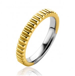 Zinzi zlv. ring gg verguld met ribbel bewerking maat 54 - 3211848