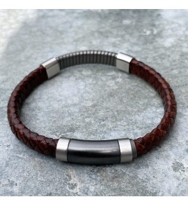 Sanjoya Rome slaal/leer heren armband - 3211935