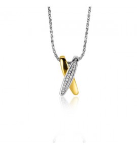 Zinzi zlv. hanger bicolor in kruisvorm met zirconia&#39;s - 3211863