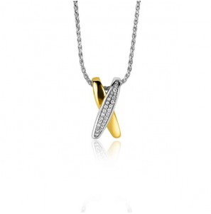 Zinzi zlv. hanger bicolor in kruisvorm met zirconia&#39;s - 3211863