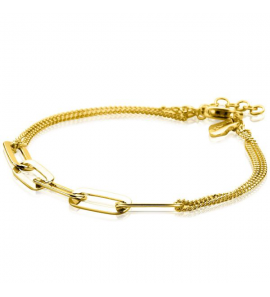 ZINZI zlv. armband gg verguld dubbel gourmet en paperclip - 3211872