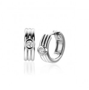 ZINZI zlv. klapcreolen 3 banen en ronde zirconia 15x4.5 mm - 3211876