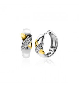 Zinzi zlv. klapcreolen bicolor in kruisvorm met zirconia&#39;s - 3211877