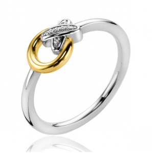Zinzi zlv. ring gg verguld rondje en kruisje met zirconia's maat 56 - 3211880