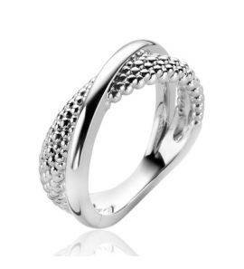 Zinzi zlv. ring kruislings popcorn en glad maat 54 - 3211882