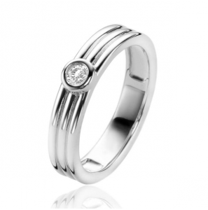 Zinzi zlv . ring 3 banen en ronde zirconia maat 56 - 3211883