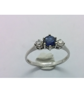 Zilver damesring met zirc. en saffier mt. 17½ - 3222295