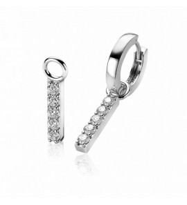 ZINZI zlv. creoolhangers staafje bezet met zirconia&#39;s - 3220009