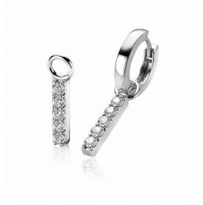 ZINZI zlv. creoolhangers staafje bezet met zirconia&#39;s - 3220009