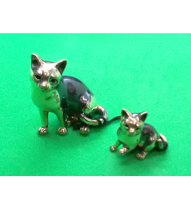 Zilver miniatuur Poes en kitten 35 mm - 31439