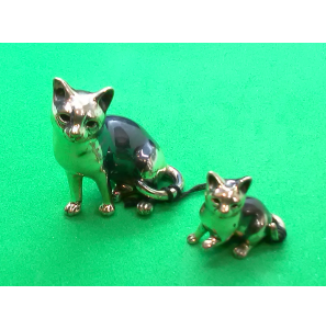 Zilver miniatuur Poes en kitten 35 mm - 31439