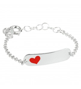 Zilver graveerarmband hart rood emaile  plaat 5,5 mm 11-13 cm - 3220317