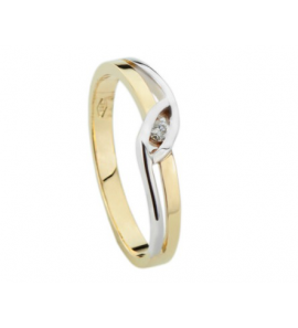 Goud bicolour  dames ring met 0.03 crt WE-SI - 3220367
