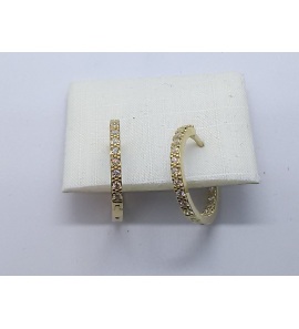 Goud klap creolen met zirkonia 1.9 mm 18 mm - 3220453