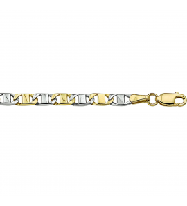 Goud armband bicolour anker vlak 3.8 mm 21 cm - 3220292
