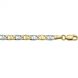 Goud armband bicolour anker vlak 3.8 mm 21 cm - 3220292