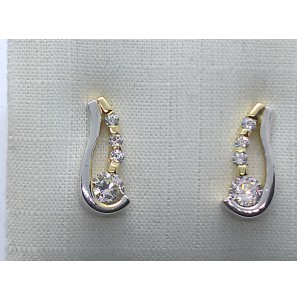 Goud bic. oorknop met zirkonia - 3220488