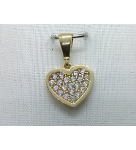 Goud hanger hart vol zirkonia 9 mm - 3220491