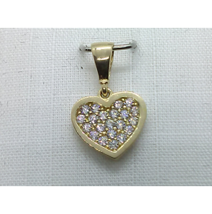 Goud hanger hart vol zirkonia 9 mm - 3220491
