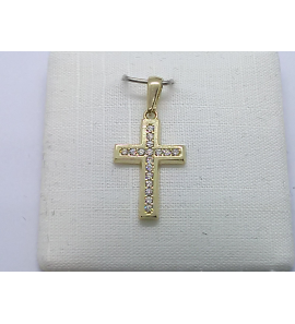 Goud hanger kruis vol zirkonia 10x14 mm - 3220497