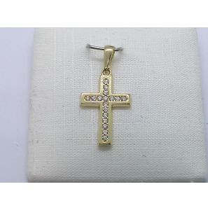 Goud hanger kruis vol zirkonia 10x14 mm - 3220497