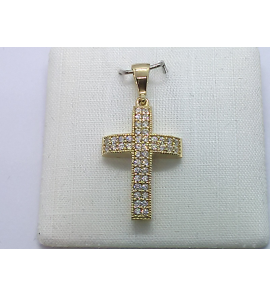 Goud hanger kruis vol zirkonia 12.5x18.5 mm - 3220498