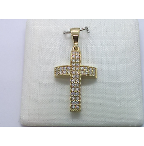 Goud hanger kruis vol zirkonia 12.5x18.5 mm - 3220498