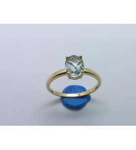 Goud dames ring met blauw topaas 6x8 mm mt. 17½ - 3220500