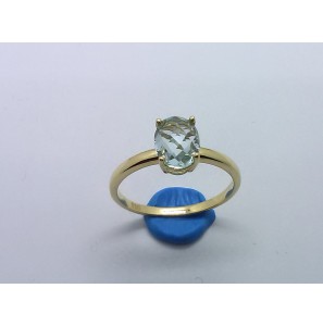 Goud dames ring met blauw topaas 6x8 mm mt. 17½ - 3220500