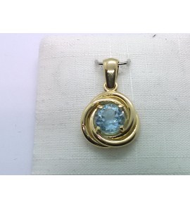 Goud hanger met blauw topaas 6 mm - 3220502