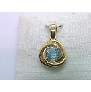Goud hanger met blauw topaas 6 mm - 3220502