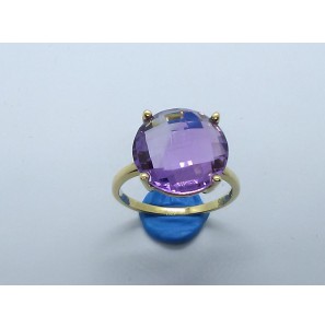 Goud dames ring met Amathist 13 mm 17½ - 3220510