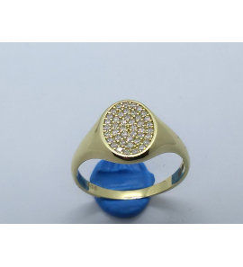 Goud damesring ovaal 12x9 mm vol zirkonia mt. 17¢ - 3220517