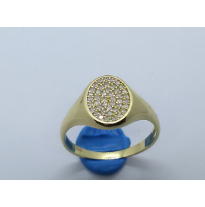 Goud damesring ovaal 12x9 mm vol zirkonia mt. 17¢ - 3220517