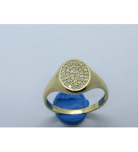 Goud damesring ovaal 12x9 mm vol zirkonia mt. 17¥ - 3220518