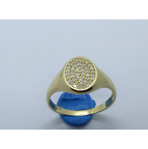 Goud damesring ovaal 12x9 mm vol zirkonia mt. 17¥ - 3220518