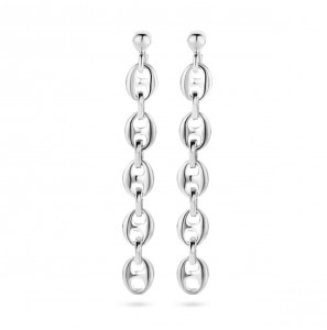 Zilver oorhangers koffieboon schakels - 3220532