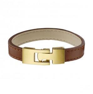 Leer armband bruin 10 mm 18.5 cm - 3220553