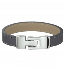 Leren armband grijs10 mm 18.5 cm - 3220554