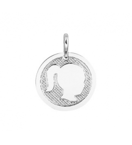 Zilver kinderkopje RH plaatje 14 mm meisje - 3171692